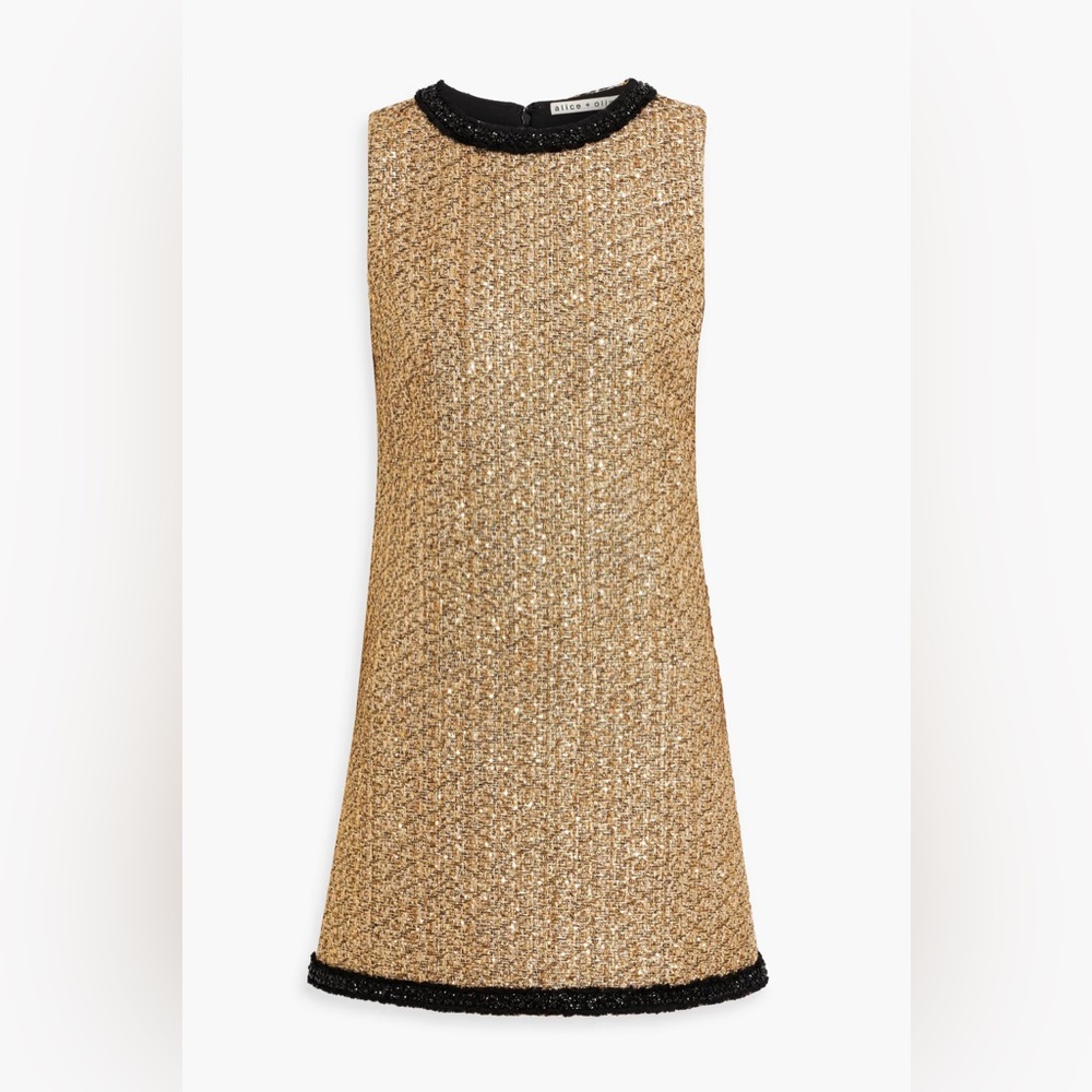 Alice + Olivia Clyde embellished metallic tweed mini dress